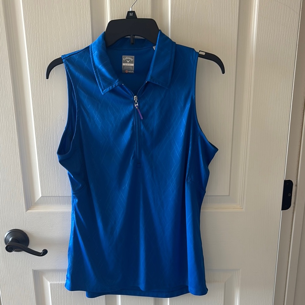 Callaway Blue Sleeveless Polo Tank Top